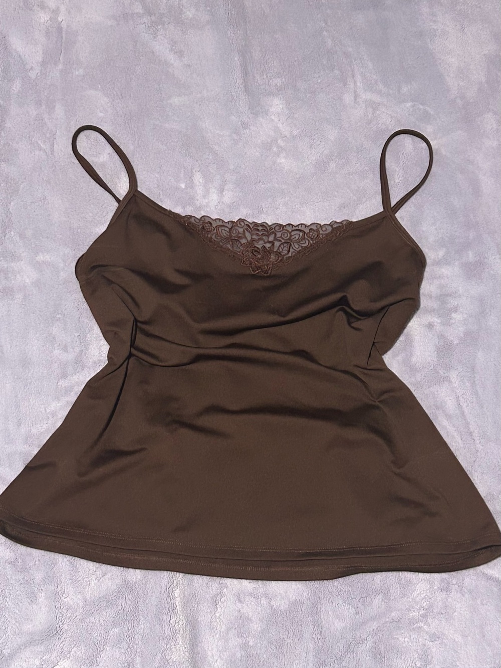 Vanity Fair Brown Lace-Trim Camisole